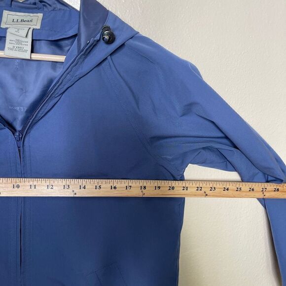 L.L. Bean Jacket Woman's Small Blue Full Zip Hooded Rain Coat Pockets Casual - Picture 7 of 11